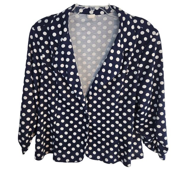 Vamp Women's Blazer 2X 2XL 2 X Blue Dot  Misses Plus Size 18W 20W Coat Jacket - Picture 1 of 8
